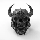 Винтажное мужское черное металлическое кольцо с черепом, Викинг панк, шлем 