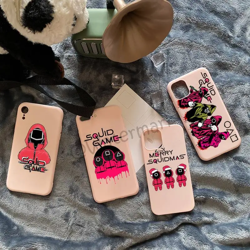

Squid Game TV 456 Phone Case For IPhone 11 12 13 Pro Max Mini Xs Xr X 8 7 6s 6 Plus Pink Candy Colors Funda