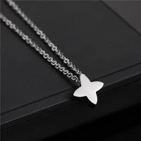 small stainless steel three dimensional lucky love heart plant four leaf clover shape pendant necklace woman mother gift jewelry