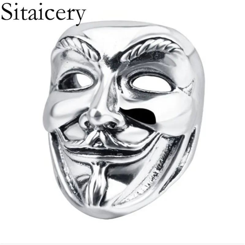 

New V For Vendetta Stainless Steel Ring Biker Skull Fashion Jewerly Wholesale Factory Price Movie Guy Fawkes Mask Ring
