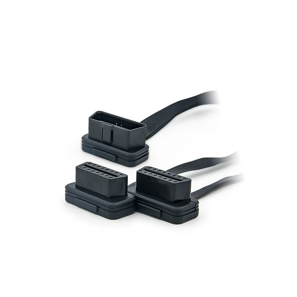 Удлинитель OBDII 30 см двойной разъем Y сплиттер OBD OBD2 16PIN штекер-гнездо плоский +