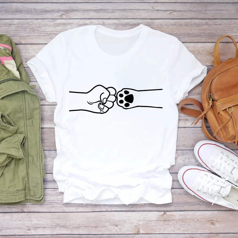 

Women T-shirts Dog Hand Funny 90s Style Summer Autumn Cute Ladies Print Lady Womens Graphic T Top Shirt Female Tee T-Shirt