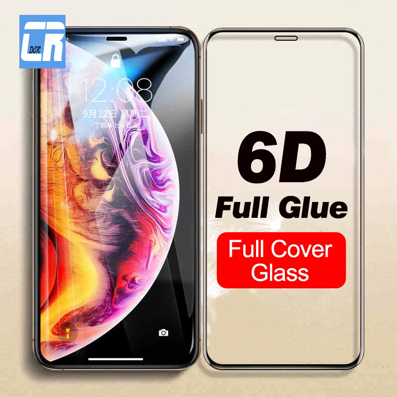 6D полное покрытие края закаленное стекло для iPhone 7 11 12 Pro Max Защита экрана X XR XS 8 6S Plus