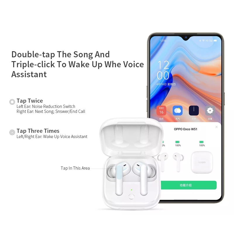 Наушники OPPO Enco W51 TWS Bluetooth 5 0 беспроводные наушники с шумоподавлением для Reno 4 Pro 3 Find