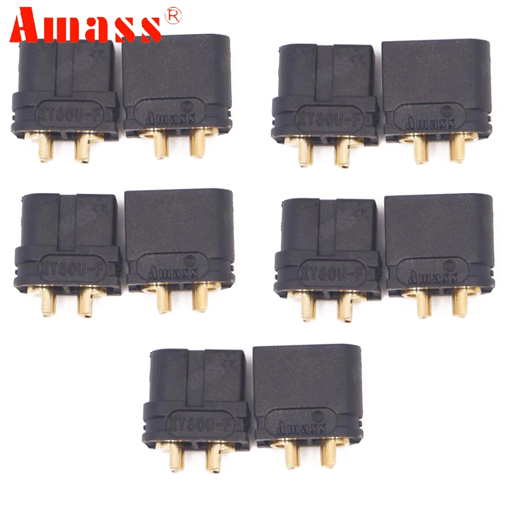 Переходник AMASS XT60U XT60 10 шт. с позолоченным штекером 3 5 мм для Lipo-аккумулятора (5 пар)