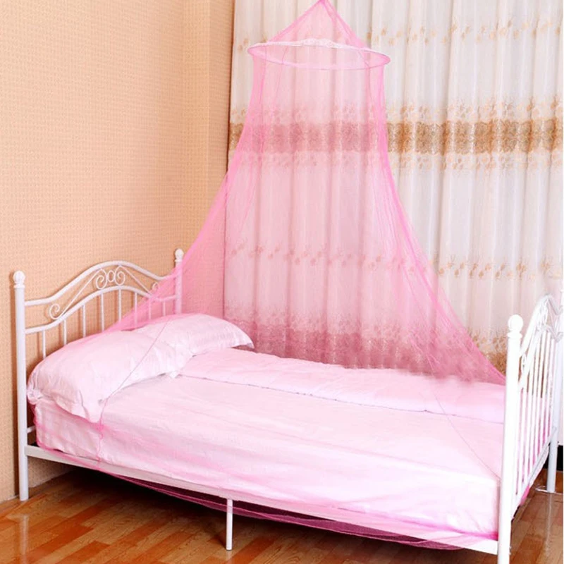 

2 Colors Summer Elgant Hung Dome Mosquito Net For Double Bed Summer Polyester Mesh Fabric Home Bedroom Baby Adults Hanging Decor