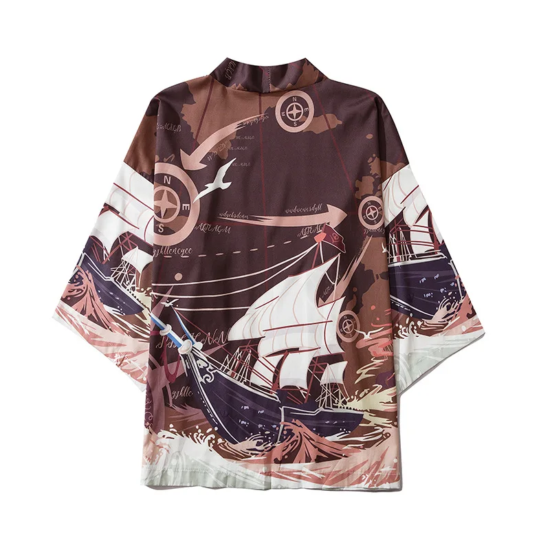 Кимоно Yukata кардиган мужское японское кимоно с принтом азиатское косплей костюм