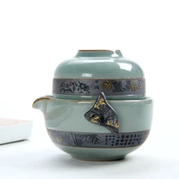 ceramic kungfu tea set celadon express cup ru kiln one pot one cup ge kiln office small tea set