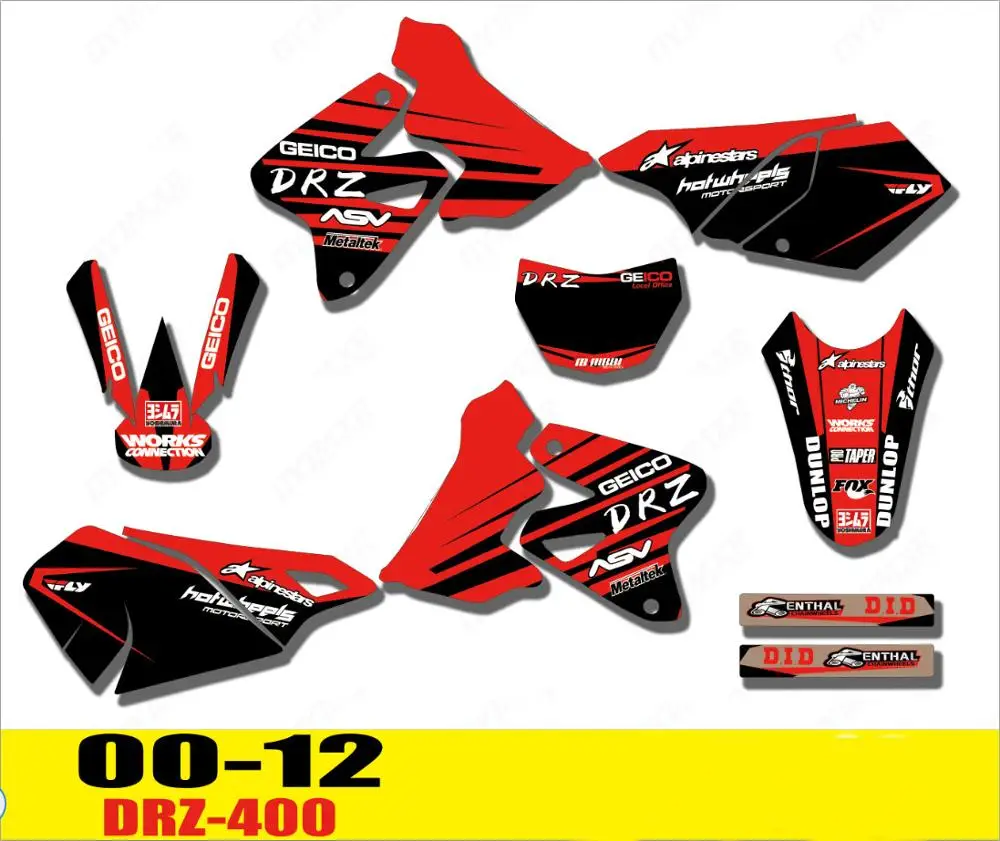 Стиль КОМАНДА ГРАФИКА и фоны наклейки s для Suzuki DRZ400 DR-Z400 DRZ400S DRZ400SM 2000 2001-2012 наклейка мотокросс