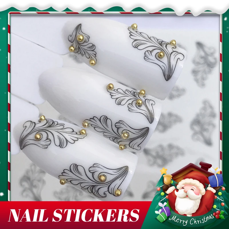 

Hot Selling New Nail Enhancement Watermark Nail Sticker Black Sexy Lace Flower Roll Grass Waterproof Nail Decal