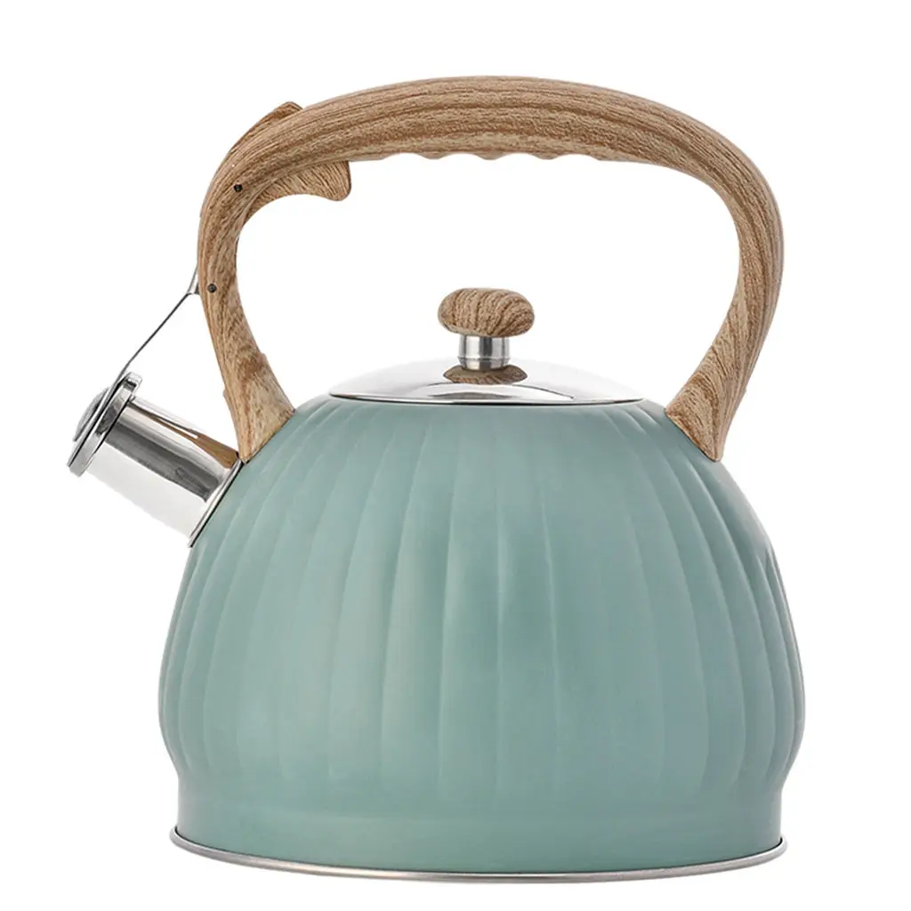 

Чайный чайник со свистком л, чехол из нержавеющей стали с деревянной ручкой, устойчивой к нагреванию, с рисунком тыквы