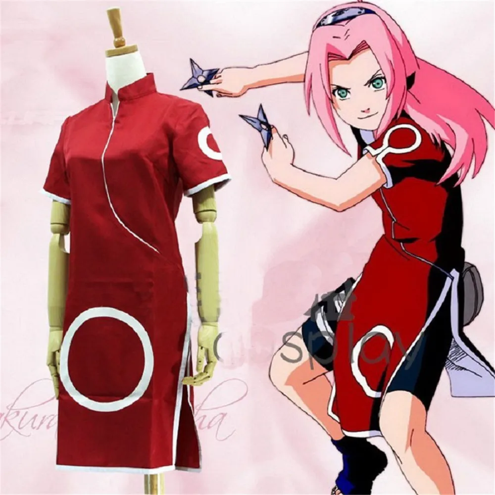 Япония Аниме Наруто косплей Харуно Сакура 1 го поколения платье Ципао костюм 2