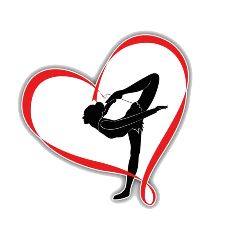 

Graceful Gymnastic Girl Hart PVC Decal Car Sticker Decoration ZWW-2671, 12.7cm * 12.3cm