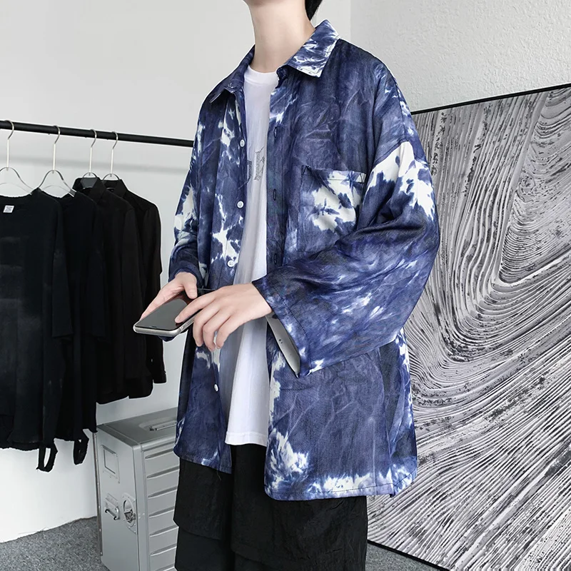 

Summer Casual Shirts Men's Fashion Printing Oversize Short Sleeve Shirts Men Loose Tie-dye Shirts Mens Hawaiian Shirts M-3XL