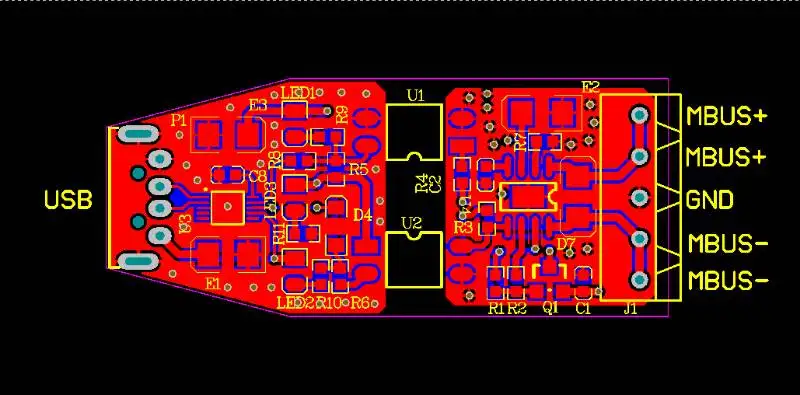 USB к Mbus Slave machine модульный оптрон изолированный индикатор питания связи | Бытовая