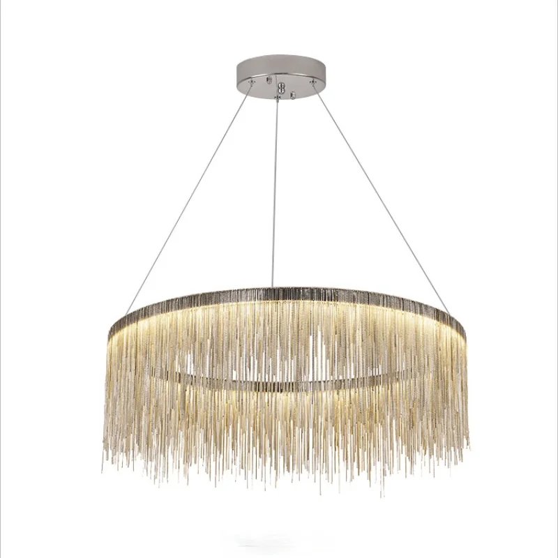 

Postmodern Light Luxury Tassel Pandant Lights Simple Creative Personality Chain Chandeliers Living Room Dining Room Hanging Lamp