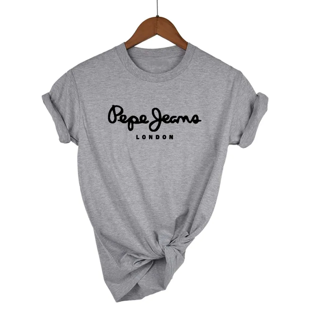 

2021 Newest Pepe-Jeans-London Logo T-Shirt Summer Women's Short Sleeve Popular Tees Shirt Tops Unisex