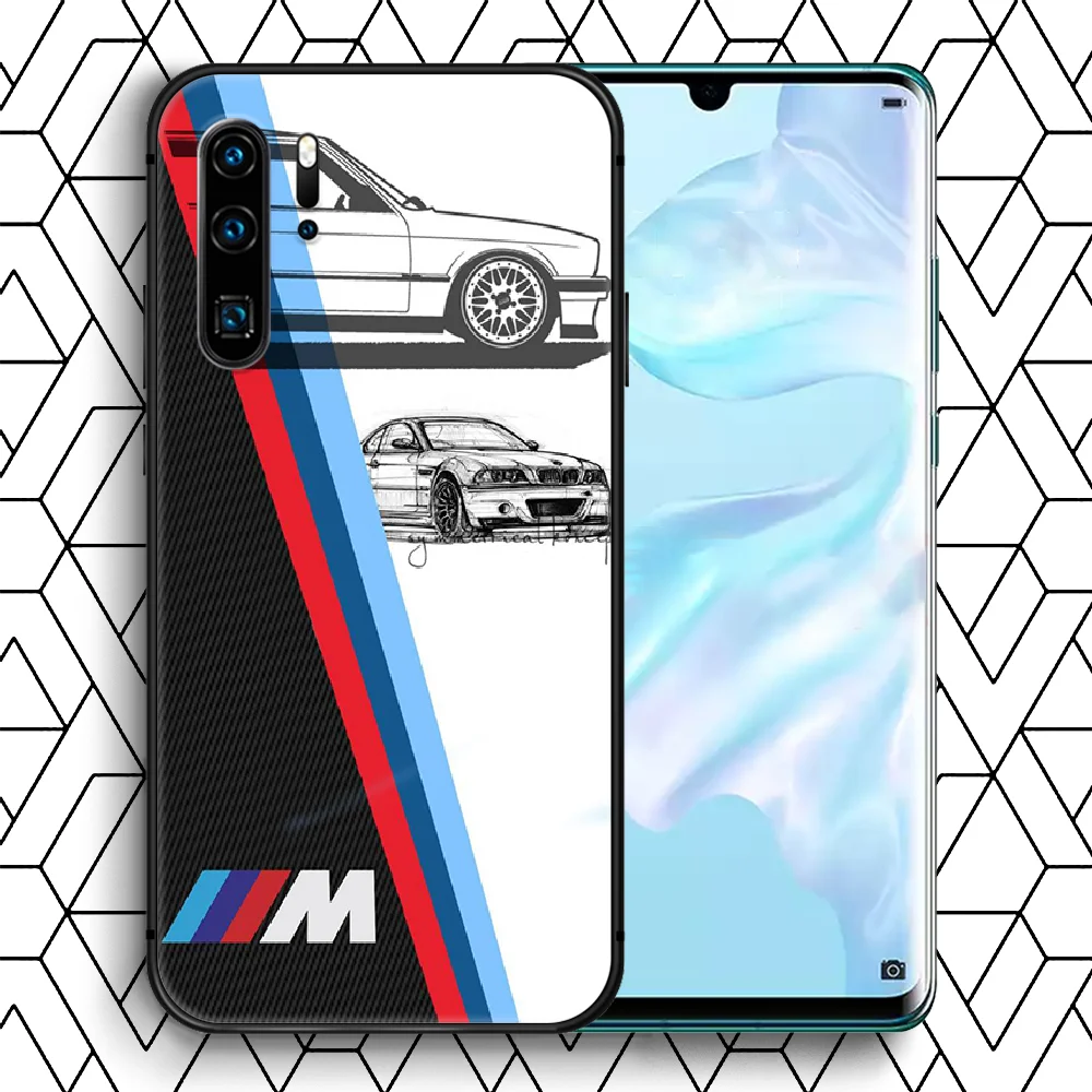 

Blue Red Sport Car M Blue Red Phone Case For Huawei P Mate Smart 10 20 30 40 Lite Z 2019 Pro black Back Trend Coque Silicone