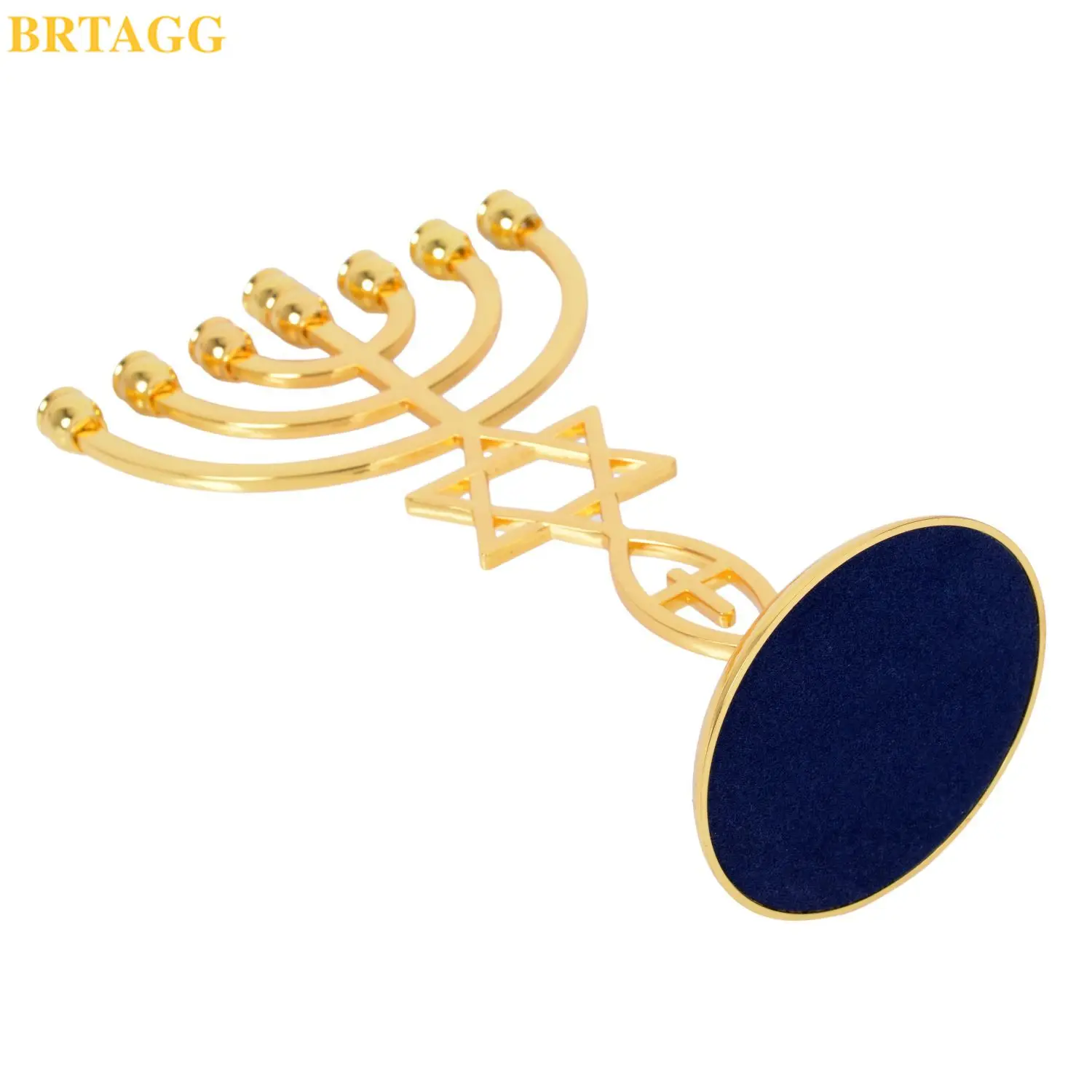 BRTAGG Menorah (Menor&aacute;) con Estrella de David, candelabro jud&iacute;o, 7 brazos, altura 21 cm, dorado-4