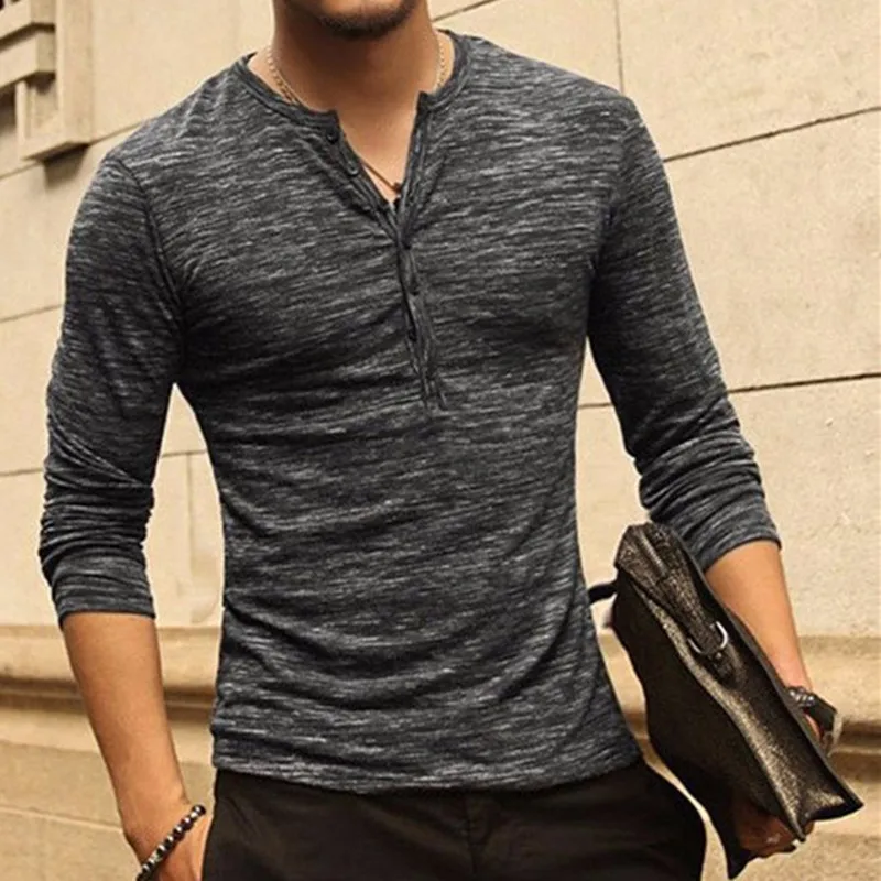 

2021 new fashion men's solid color long sleeve t-shirt men's wear