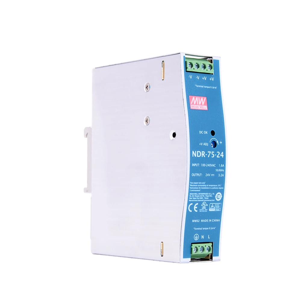 Оригинал Mean Well NDR 75 24 meanwell DC 24V 3.2A 76 8 W одиночный выход Промышленный источник