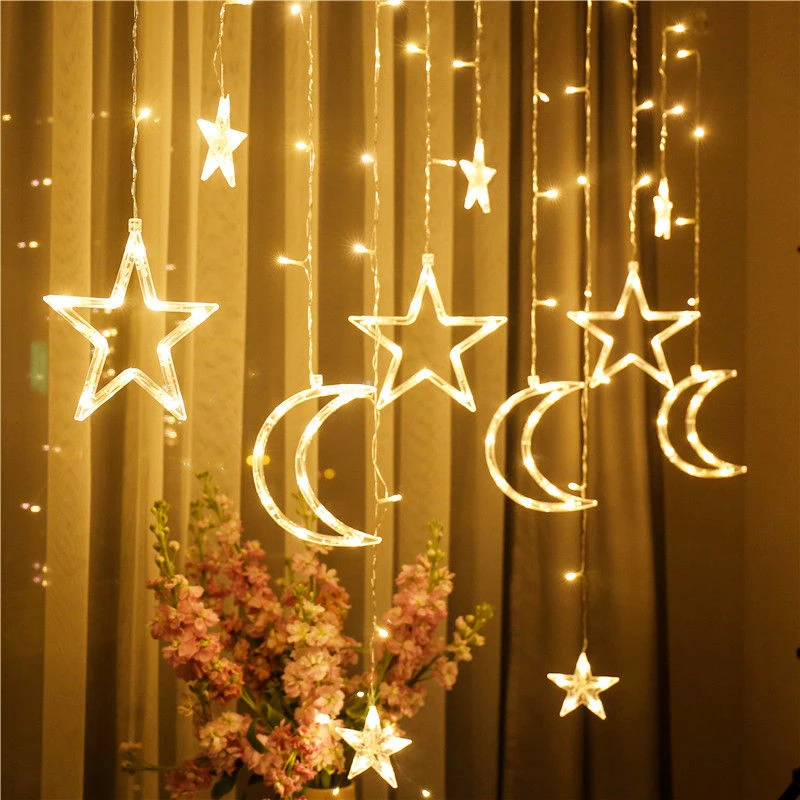 

3.5M LED star moon String light curtain hanging light Chrismas decoration bedroom room New year Home Decor Navidad