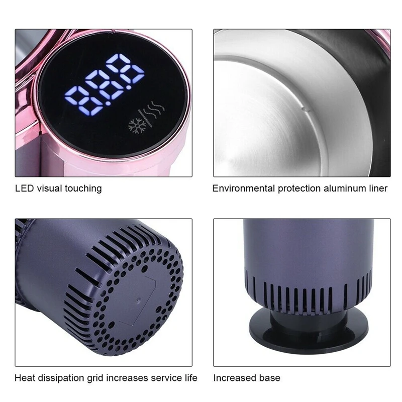 

NEW-Smart Car Cooler and Warmer,Portable Electric Heating Cup Car Water Kettle with Press Sn Control LED Digital Display