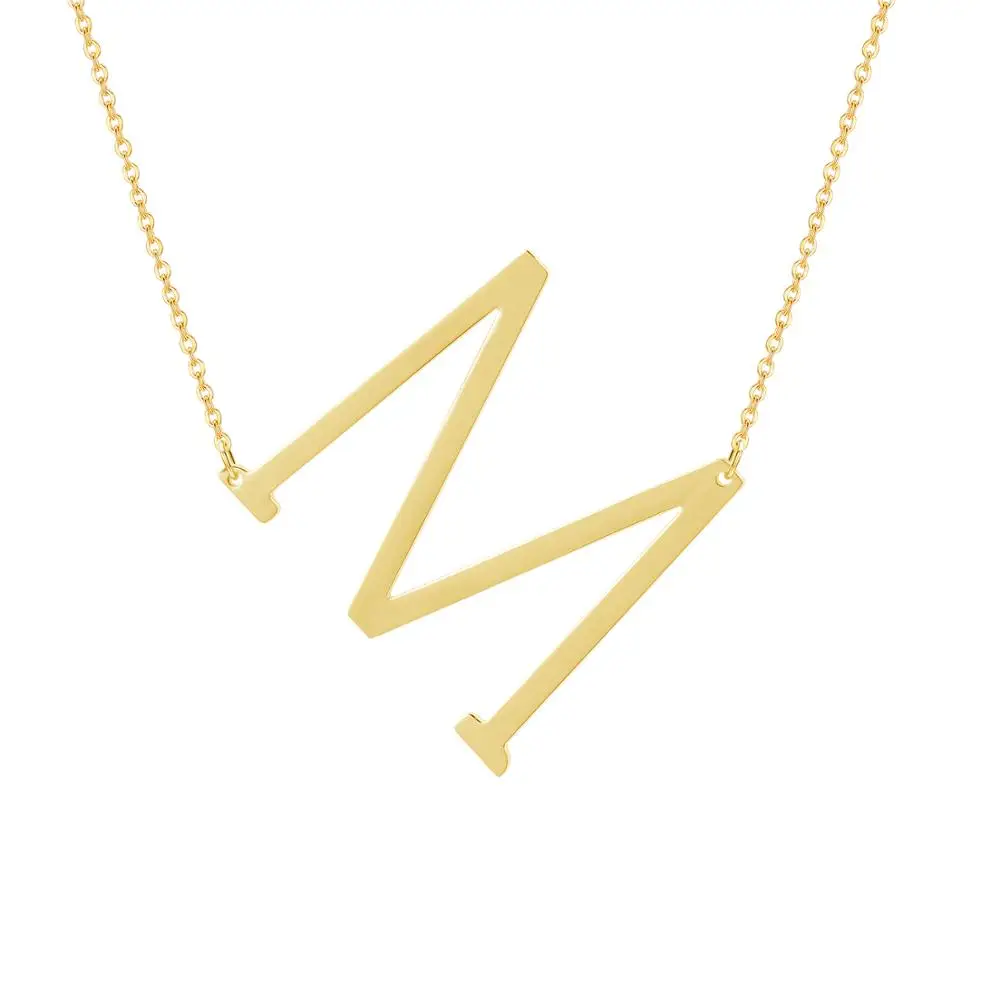 Zciti Large Initials Necklace Stainless Steel Letter Pendant Choker A-Z Women Modern Jewelry Big | Украшения и аксессуары