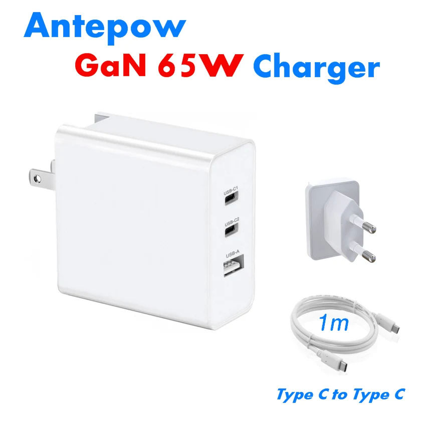 

Зарядное устройство antePow GaN сетевое с USB-портом, 65 Вт