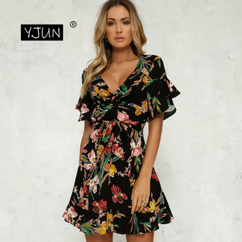 Женское пляжное платье трапеция повседневное мини трапециевидной формы с v