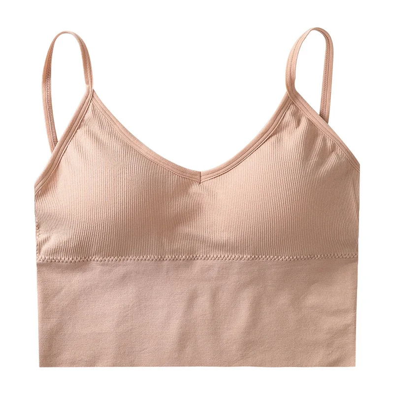 

Sitonjwly Women Tank U-shaped Beauty Back Tube Top Padded Bra Seamless Ladies Sports Fitness Top Bra with Wire Free Underwear