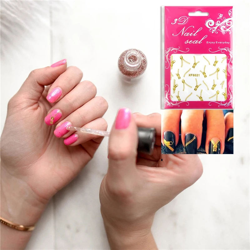 1 лист золотой молнии 3D наклейки для дизайна ногтей Рождественские Цветные