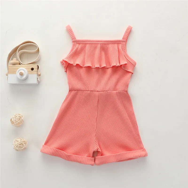 

Summer 2020 Baby Girls Rompers Cute Solid Ruffles Suspender Newborn Baby Clothes Infantil Baby Girl Sleeveless Romper Jumpsuit