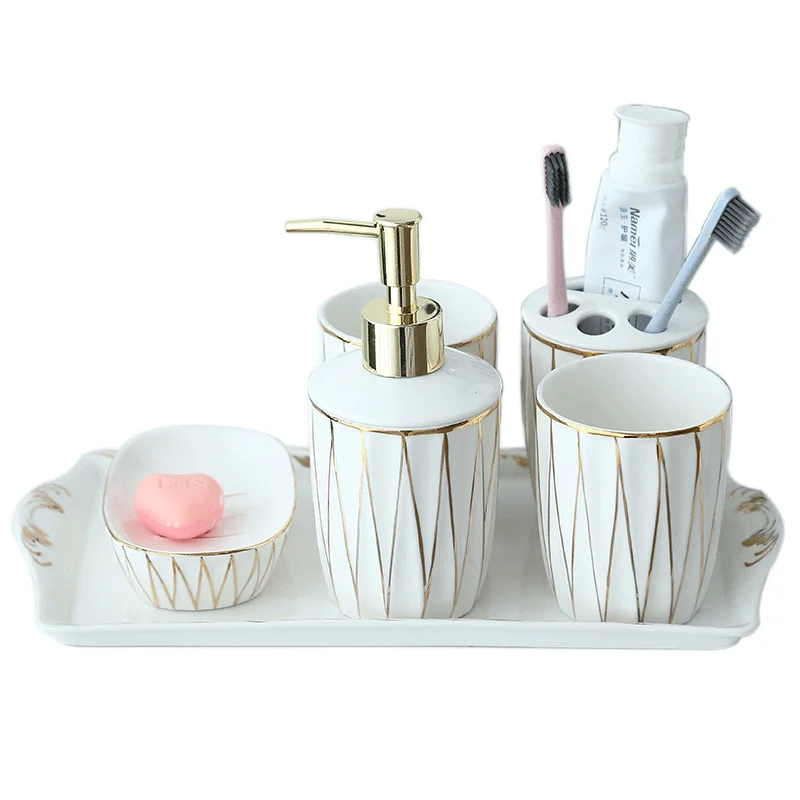 Набор гигиенических принадлежностей для ванной комнаты керамический держатель