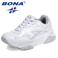 bona 2021 new designers running shoes women athletic sneakers walking breathable sport shoes ladies hight platform casual shoes
