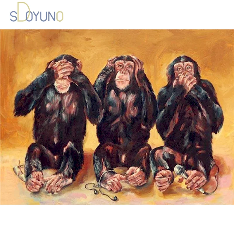

SDOYUNO Monkey DIY Painting By Numbers Kit Acrylic Paint By Numbers Canvas Painting on canvas Animal Wall Art Special gift