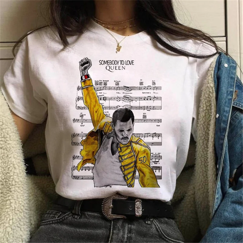 Freddie Mercury Queen Band Женская Футболка Harajuku винтажная Ullzang модная футболка 90-х