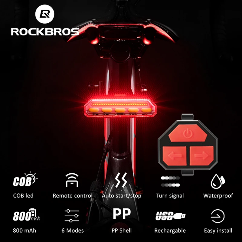 

ROCKBROS Беспроводной Водонепроницаемый для велосипеда, задний светильник USB Перезаряжаемые велосипедный Подседельный штырь дистанционного У...