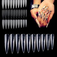 500pcsbag stiletto half nail tips salo false nail art tips xxl long 3 8 5cm naturalclear french extra long false nails h