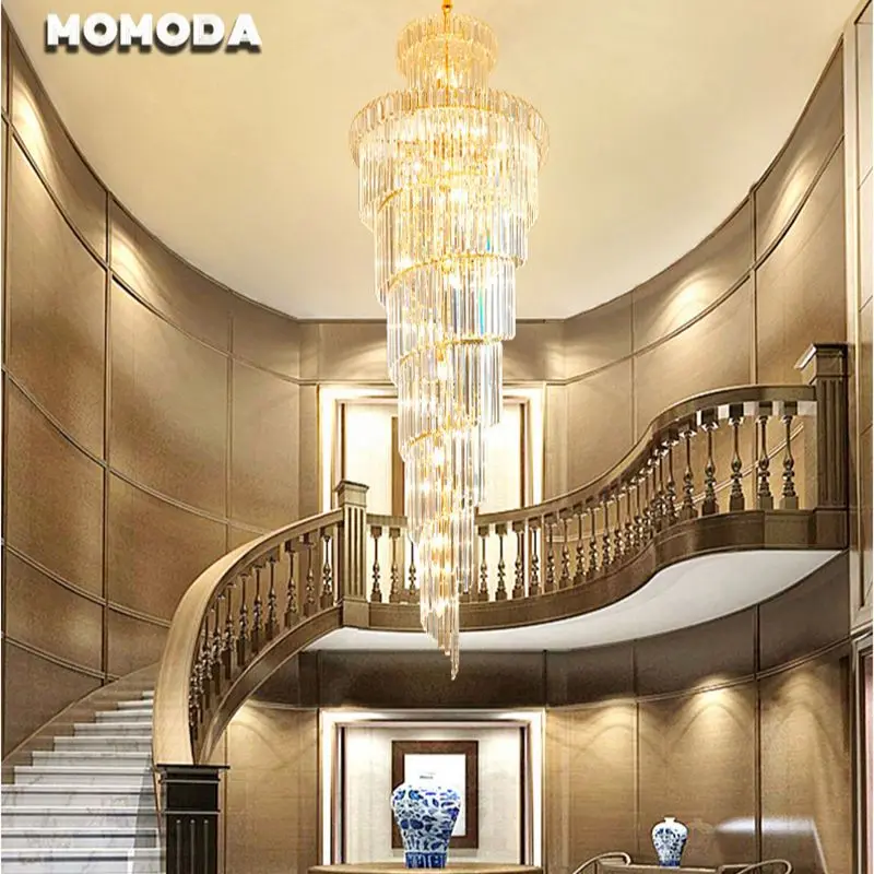 Goede Luxe Led Kroonluchters Verlichting Postmoderne Metalen Kristal Spiraal Gold Chrome Lampen Woonkamer Trap Hotel Verlichting Armatuur