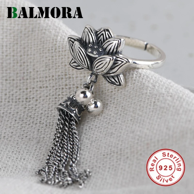 

Женское кольцо в форме лотоса BALMORA, кольцо с кисточками и открытыми пальцами, ювелирное изделие в стиле ретро, оригинал, 100% Настоящее серебро...