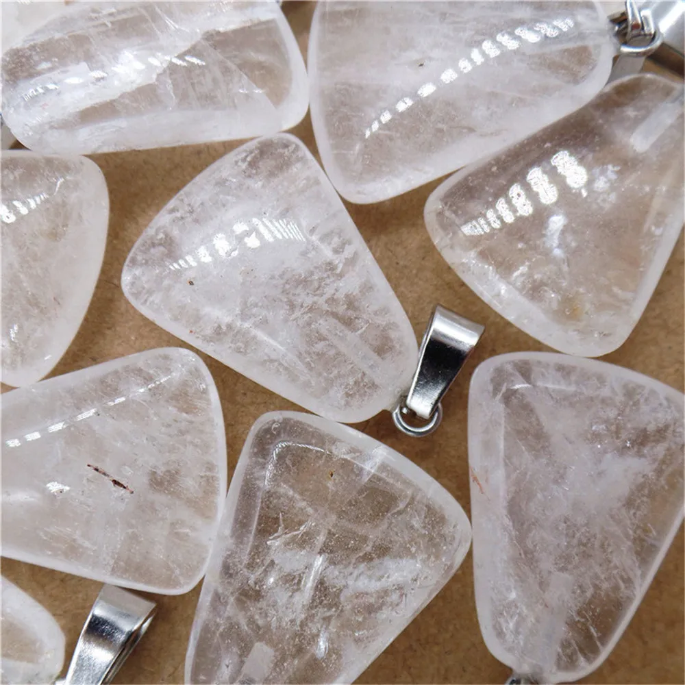 

50Pcs 23x17x6mm Wholesale Natural White Crystal Trapezoidal Pendant Bead DIY Jewelry Accessories Earrings S525