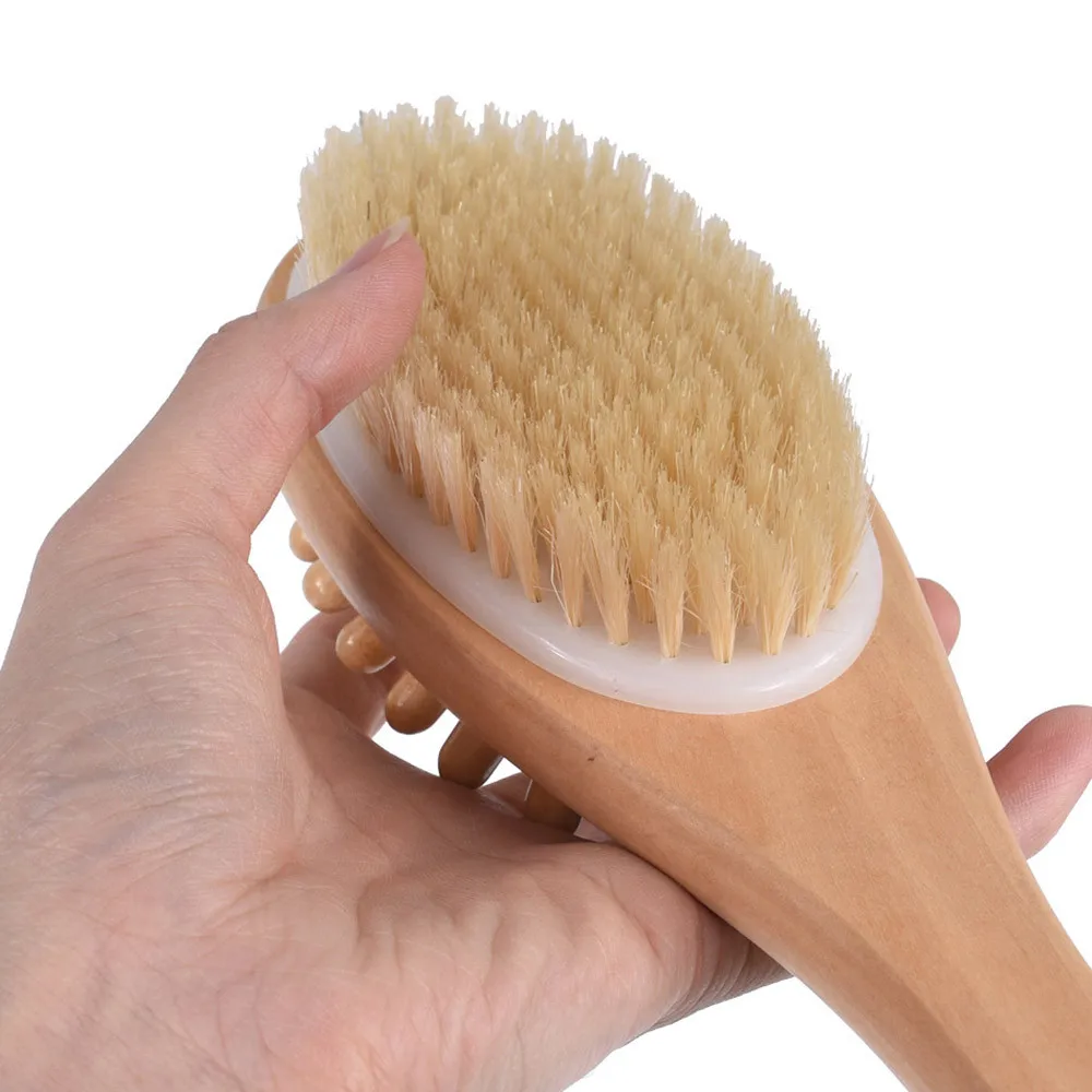

Bath Blossom Bamboo Body Brush for Back Scrubber Natural Bristles Shower Brush with Long Handle Brushing for Back Exfoliating