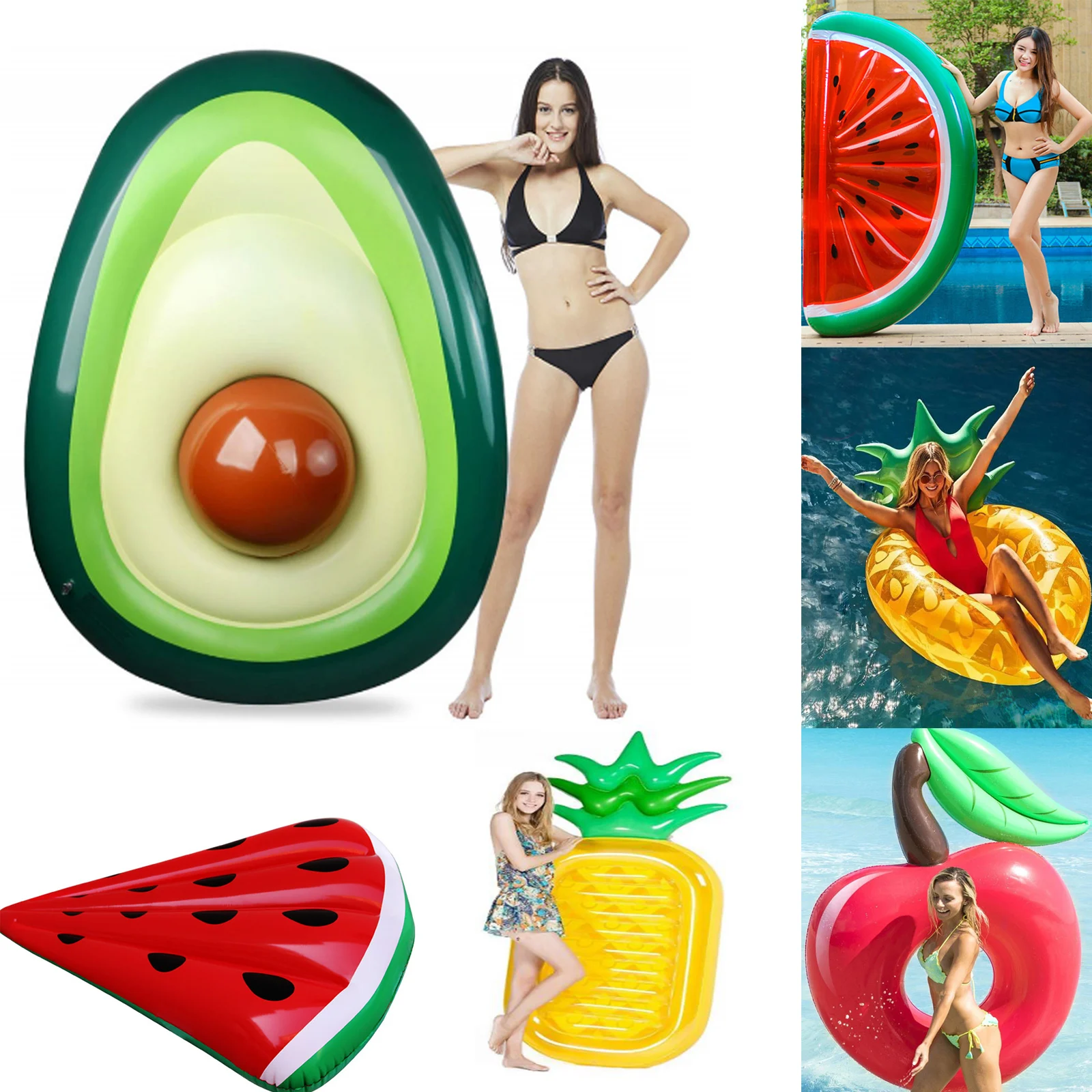 Надувной гигантский поплавок в форме фрукта авокадо, ананас черешня для взрослых, круг для бассейна, игрушки для вечеринок, воздушный матра... от AliExpress WW