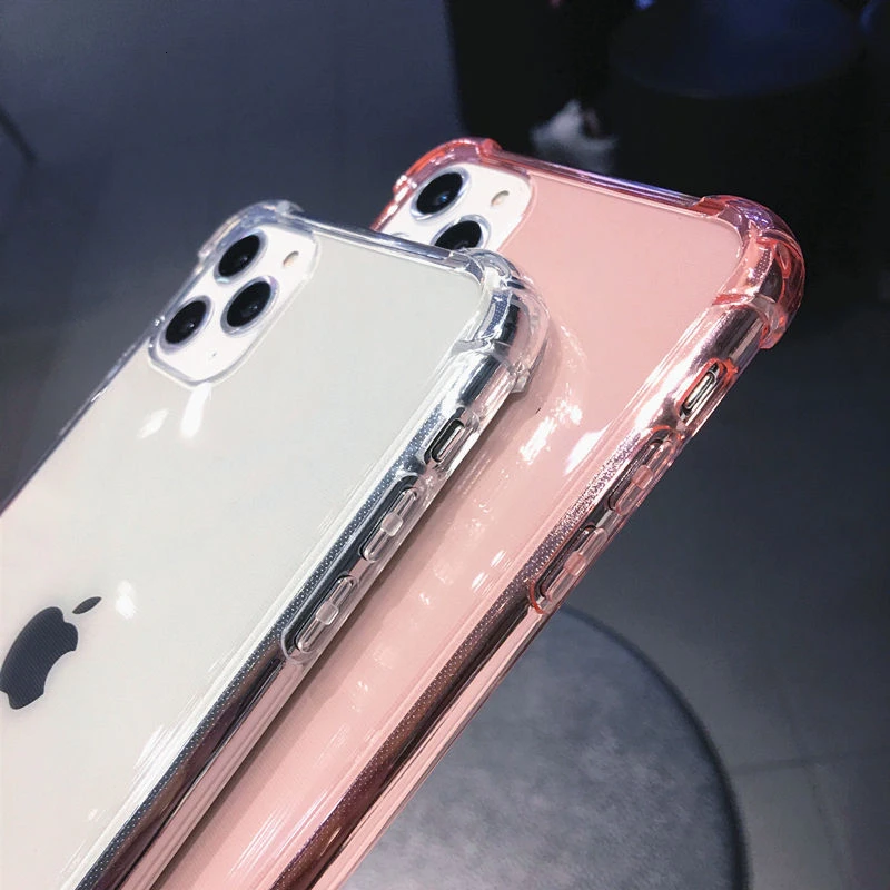 Противоударный бампер прозрачный силиконовый чехол для телефона iPhone 12 11 Pro Max XR X XS