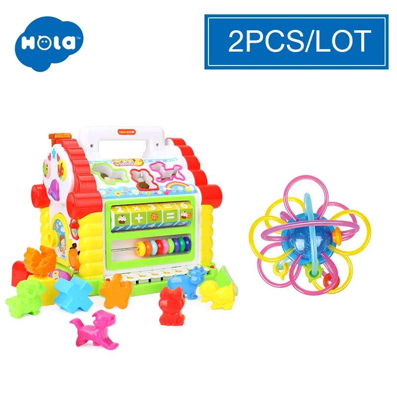 WITHOUT BOX HOLA 739, Многофункциональные Музыкальные игрушки, детский Забавный домик, музыкальные электронные геометрические блоки, сортировка, Обучающие Развивающие игрушки, подарки - Цвет: WITHOUT BOX