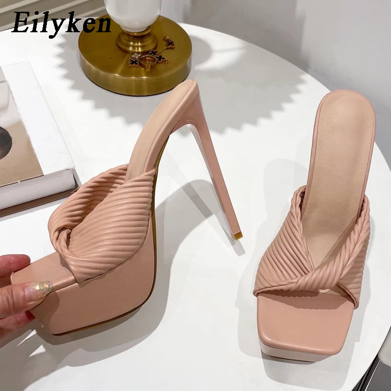 Eilyken/Клубные женские шлепанцы на ультратонком высоком каблуке 16 см Модные