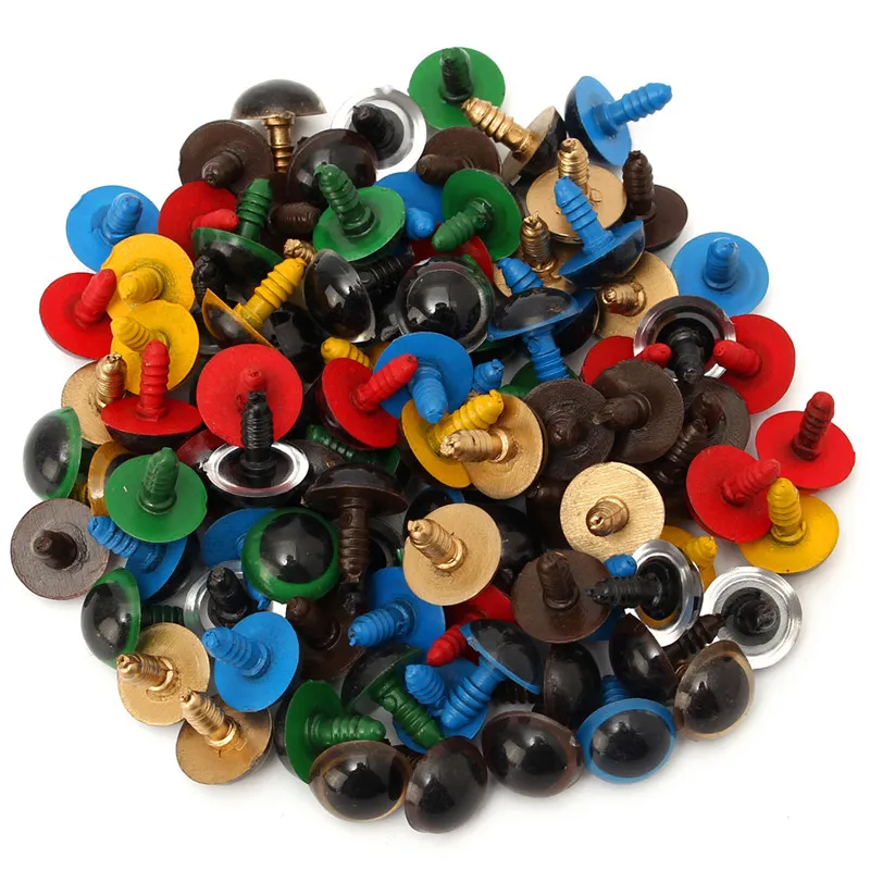 Mixed Color JIMITU 100 шт цветные 14 мм пластиковые безопасные DIY куклы игрушки глаза для животных Куклы Ремесла плюшевый медведь, куклы аксессуары с шайбами - Цвет: Mixed Color