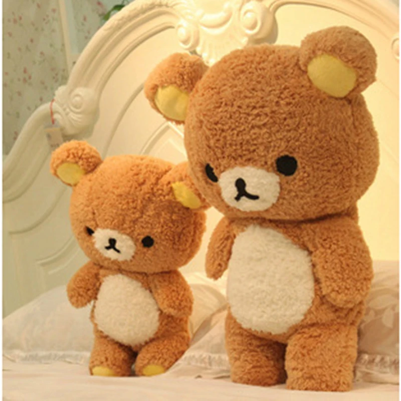 55/75cm Giant Rilakkuma Bear Plush Toys Life Size Relax Pillow Dolls Soft Stuffed Animals Valentine&amp#39s Day Girlfriend Gif | Игрушки и