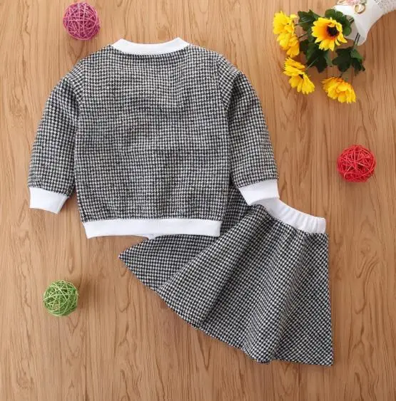 5 компл./лот Детский комплект одежда для малышей пальто с длинными рукавами + юбка